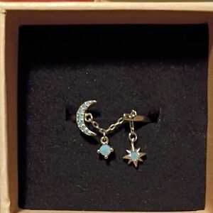 Celestial Silver Ring with Blue Accents